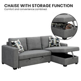 Sarantino Fontana Pullout Sofa Bed with Storage Chaise Lounge - Grey - Extra Image