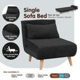 Sarantino Adjustable Chair Single Sofa Bed Faux Velvet - Black - Top-Down View