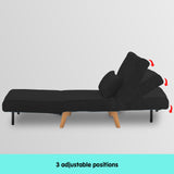Sarantino Adjustable Chair Single Sofa Bed Faux Velvet - Black - 45-Degree Angle