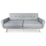 Sarantino 6-Seater Linen Sofa Set Couch Futon - Light Grey - Front View