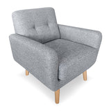 Sarantino 6-Seater Linen Sofa Set Couch Futon - Light Grey - Top-Down View