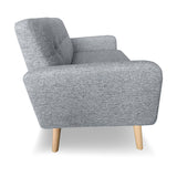 Sarantino 6-Seater Linen Sofa Set Couch Futon - Light Grey - Rear View