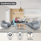 Sarantino 6-Seater Linen Sofa Set Couch Futon - Light Grey - Extra Image