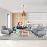 Sarantino 6-Seater Linen Sofa Set Couch Futon - Light Grey - Extra Image