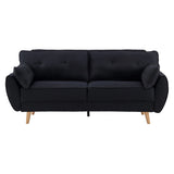Sarantino 3 Seater Modular Linen Fabric Sofa Bed Couch Futon Suite - Black - Side View