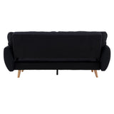 Sarantino 3 Seater Modular Linen Fabric Sofa Bed Couch Futon Suite - Black - Rear View