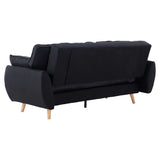 Sarantino 3 Seater Modular Linen Fabric Sofa Bed Couch Futon Suite - Black - Close-Up Angle