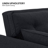 Sarantino 3 Seater Modular Linen Fabric Sofa Bed Couch Futon Suite - Black - Extra Image