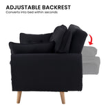 Sarantino 3 Seater Modular Linen Fabric Sofa Bed Couch Futon Suite - Black - Extra Image