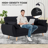 Sarantino 3 Seater Modular Linen Fabric Sofa Bed Couch Futon Suite - Black - Extra Image