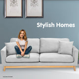Sarantino 3 Seater Faux Velvet Sofa Bed Couch Furniture Light Grey - Top-Down View