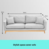 Sarantino 3 Seater Faux Velvet Sofa Bed Couch Furniture Light Grey - Close-Up Angle