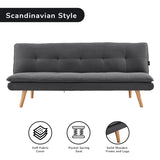 Sarantino 3 Seater Linen Sofa Bed Couch Lounge Futon - Dark Grey - Front View