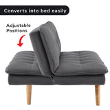 Sarantino 3 Seater Linen Sofa Bed Couch Lounge Futon - Dark Grey - Side View