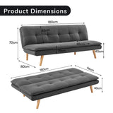 Sarantino 3 Seater Linen Sofa Bed Couch Lounge Futon - Dark Grey - Extra Image