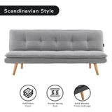 Sarantino 3 Seater Linen Couch Sofa Bed Lounge Futon - Light Grey - Front View