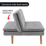 Sarantino 3 Seater Linen Couch Sofa Bed Lounge Futon - Light Grey - Side View