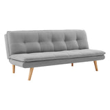 Sarantino 3 Seater Linen Couch Sofa Bed Lounge Futon - Light Grey - 45-Degree Angle