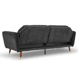 Sarantino Faux Velvet Tufted Sofa Bed Couch Futon - Black - Top-Down View