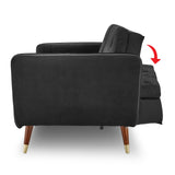 Sarantino Faux Velvet Tufted Sofa Bed Couch Futon - Black - Rear View