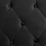 Sarantino Faux Velvet Tufted Sofa Bed Couch Futon - Black - Low Angle