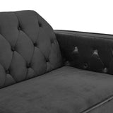 Sarantino Faux Velvet Tufted Sofa Bed Couch Futon - Black - Extra Image
