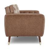Sarantino Faux Velvet Tufted Sofa Bed Couch Futon - Brown - Side View