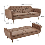 Sarantino Faux Velvet Tufted Sofa Bed Couch Futon - Brown - Top-Down View