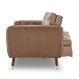 Sarantino Faux Velvet Tufted Sofa Bed Couch Futon - Brown - 45-Degree Angle