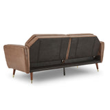 Sarantino Faux Velvet Tufted Sofa Bed Couch Futon - Brown - Rear View