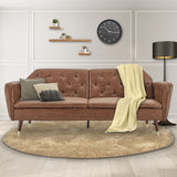 Sarantino Faux Velvet Tufted Sofa Bed Couch Futon - Brown - Extra Image