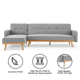 Sarantino 3-Seater Corner Sofa Bed with Chaise Lounge - Light Grey - Front View