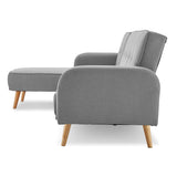 Sarantino 3-Seater Corner Sofa Bed with Chaise Lounge - Light Grey - 45-Degree Angle