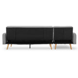 Sarantino 3-Seater Corner Sofa Bed with Chaise Lounge - Light Grey - Rear View