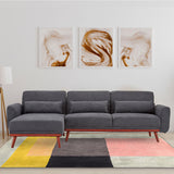 Sarantino Faux Velvet Sofa Bed Couch Lounge Chaise Cushions Dark Grey - Front View