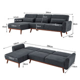 Sarantino Faux Velvet Sofa Bed Couch Lounge Chaise Cushions Dark Grey - Close-Up Angle