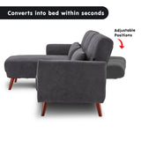 Sarantino Faux Velvet Sofa Bed Couch Lounge Chaise Cushions Dark Grey - Extra Image
