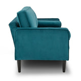 Sarantino Faux Velvet Sofa Bed Couch Furniture Lounge Suite Seat Blue - Side View