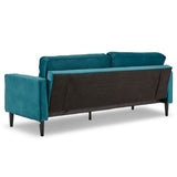 Sarantino Faux Velvet Sofa Bed Couch Furniture Lounge Suite Seat Blue - 45-Degree Angle