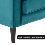 Sarantino Faux Velvet Sofa Bed Couch Furniture Lounge Suite Seat Blue - Rear View