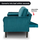 Sarantino Faux Velvet Sofa Bed Couch Furniture Lounge Suite Seat Blue - Extra Image