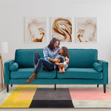 Sarantino Faux Velvet Sofa Bed Couch Furniture Lounge Suite Seat Blue - Extra Image