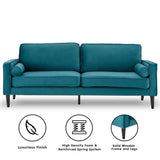 Sarantino Faux Velvet Sofa Bed Couch Furniture Lounge Suite Seat Blue - Extra Image