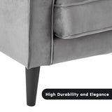 Sarantino Faux Velvet Sofa Bed Couch Furniture Lounge Suite Seat Grey - Rear View