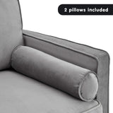 Sarantino Faux Velvet Sofa Bed Couch Furniture Lounge Suite Seat Grey - Close-Up Angle