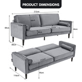 Sarantino Faux Velvet Sofa Bed Couch Furniture Lounge Suite Seat Grey - Extra Image
