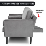 Sarantino Faux Velvet Sofa Bed Couch Furniture Lounge Suite Seat Grey - Extra Image