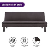 Sarantino 3 Seater Modular Faux Linen Fabric Sofa Bed Couch - Black - Front View