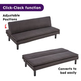 Sarantino 3 Seater Modular Faux Linen Fabric Sofa Bed Couch - Black - Side View