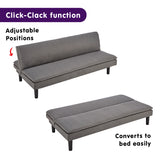 Sarantino 3 Seater Modular Faux Linen Fabric Sofa Bed Couch -Dark Grey - Side View